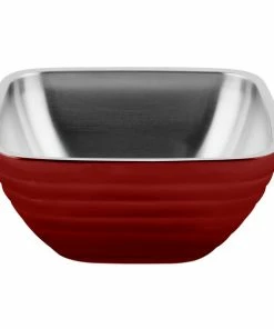 Vollrath 4763215 Double Wall Square Beehive 1.8 Qt. Serving Bowl - Dazzle Red