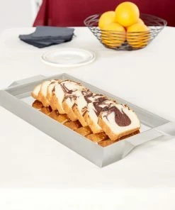 Vollrath 82094 Rectangular Stainless Steel Serving Tray With Handles - 18" X 10"