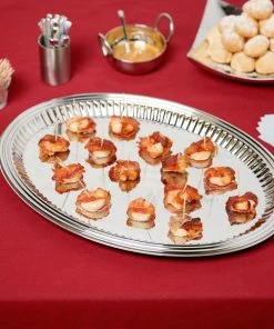 Vollrath 82172 Esquire 17 1/2" X 13" Oval Fluted Stainless Steel Tray