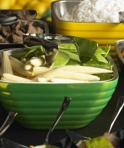 Vollrath 4763435 Double Wall Square Beehive 3.2 Qt. Serving Bowl - Green Apple