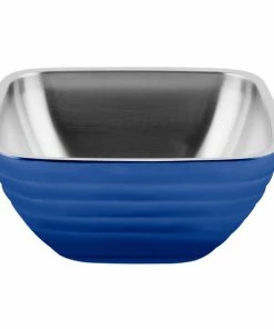 Vollrath 4763725 Double Wall Square Beehive 8.2 Qt. Serving Bowl - Cobalt Blue