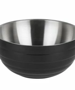 Vollrath 4659060 Double Wall Round Beehive 1.7 Qt. Serving Bowl - Black Black