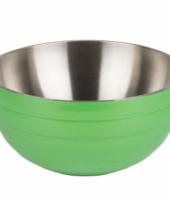 Vollrath 4658735 24 Oz. Stainless Steel Double Wall Green Apple Round Beehive Serving Bowl