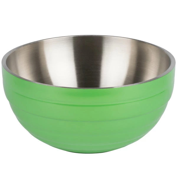 Vollrath 4658735 24 Oz. Stainless Steel Double Wall Green Apple Round Beehive Serving Bowl