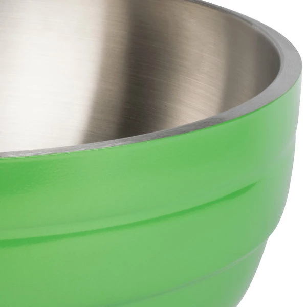 Vollrath 4658735 24 Oz. Stainless Steel Double Wall Green Apple Round Beehive Serving Bowl - Image 5