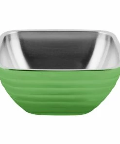 Vollrath 4763735 Double Wall Square Beehive 8.2 Qt. Serving Bowl - Green Apple
