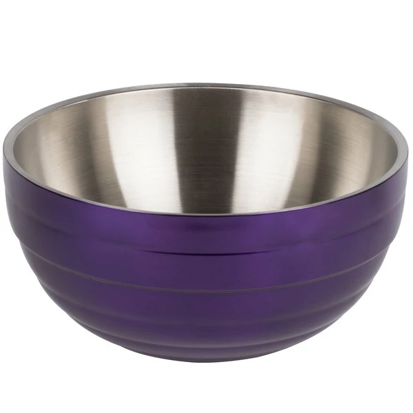 Vollrath 4659265 Double Wall Round Beehive 6.9 Qt. Serving Bowl - Passion Purple