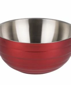 Vollrath 4659115 Double Wall Round Beehive 3.4 Qt. Serving Bowl - Dazzle Red