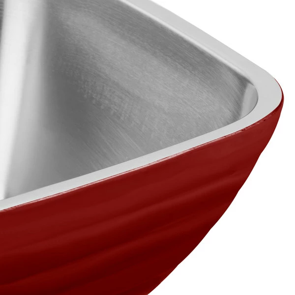 Vollrath 4763415 Double Wall Square Beehive 3.2 Qt. Serving Bowl - Dazzle Red - Image 5