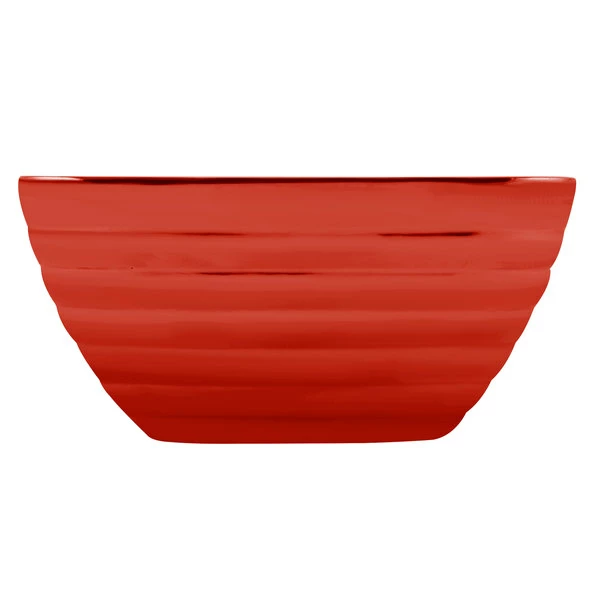 Vollrath 4763455 Double Wall Square Beehive 3.2 Qt. Serving Bowl - Fire Engine Red - Image 3