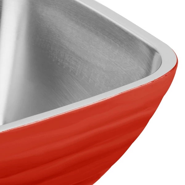 Vollrath 4763455 Double Wall Square Beehive 3.2 Qt. Serving Bowl - Fire Engine Red - Image 5