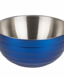 Vollrath 4659225 Double Wall Round Beehive 6.9 Qt. Serving Bowl - Cobalt Blue