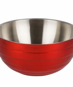 Vollrath 4659055 Double Wall Round Beehive 1.7 Qt. Serving Bowl - Fire Engine Red
