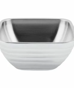 Vollrath 4763750 Double Wall Square Beehive 8.2 Qt. Serving Bowl - Pearl White