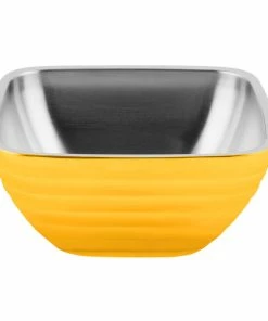Vollrath 4763745 Double Wall Square Beehive 8.2 Qt. Serving Bowl - Nugget Yellow