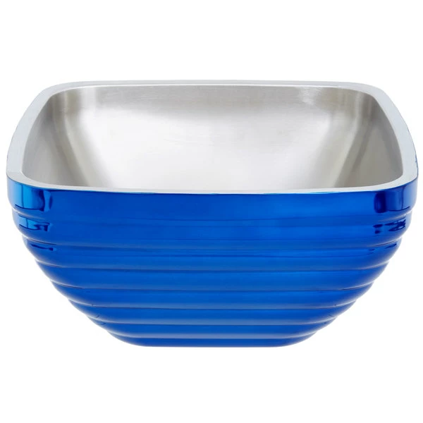Vollrath 4763525 Double Wall Square Beehive 5.2 Qt. Serving Bowl - Cobalt Blue - Image 2