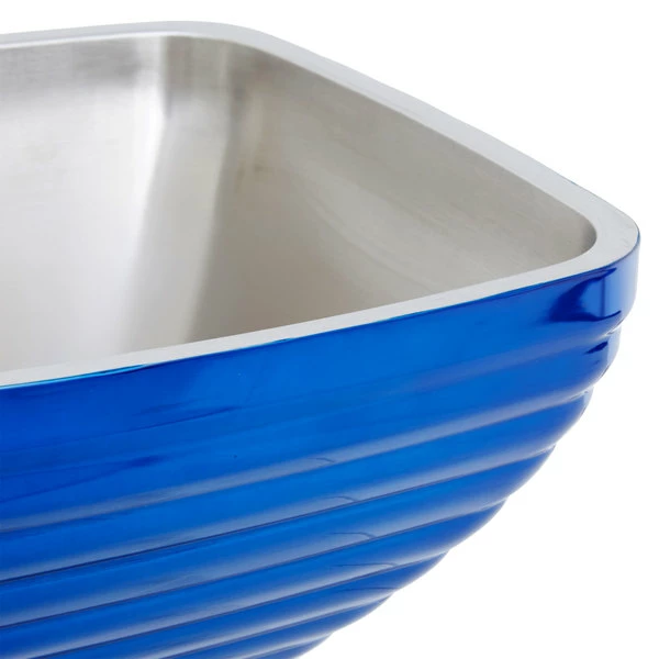 Vollrath 4763525 Double Wall Square Beehive 5.2 Qt. Serving Bowl - Cobalt Blue - Image 4