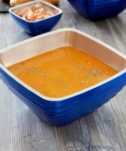 Vollrath 4763525 Double Wall Square Beehive 5.2 Qt. Serving Bowl - Cobalt Blue