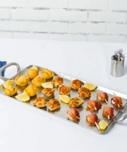 American Metalcraft G21 21 3/4" X 9" Small Rectangular Hammered Stainless Steel Griddle