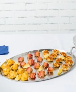 American Metalcraft G23 23 3/4" X 13 3/4" Oval Hammered Stainless Steel Griddle