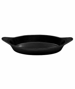 Tablecraft Professional Bakeware Tablecraft CW1725BK 16 Oz. Black Cast Aluminum Oval Server With Shell Handles