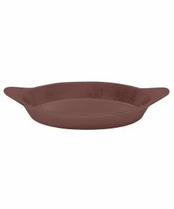 Tablecraft Professional Bakeware Tablecraft CW1725BR 16 Oz. Brown Cast Aluminum Oval Server With Shell Handles