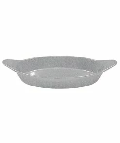Tablecraft Professional Bakeware Tablecraft CW1725GR 16 Oz. Granite Cast Aluminum Oval Server With Shell Handles