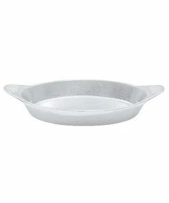 Tablecraft Professional Bakeware Tablecraft CW1725GY 16 Oz. Gray Cast Aluminum Oval Server With Shell Handles