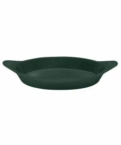 Tablecraft Professional Bakeware Tablecraft CW1725HGN 16 Oz. Hunter Green Cast Aluminum Oval Server With Shell Handles