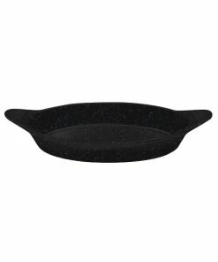 Tablecraft Professional Bakeware Tablecraft CW1725MS 16 Oz. Midnight Speckled Cast Aluminum Oval Server With Shell Handles