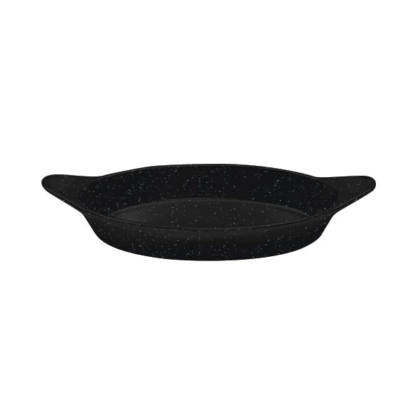 Tablecraft Professional Bakeware Tablecraft CW1725MS 16 Oz. Midnight Speckled Cast Aluminum Oval Server With Shell Handles