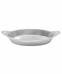 Tablecraft Professional Bakeware Tablecraft CW1725N 16 Oz. Natural Cast Aluminum Oval Server With Shell Handles