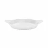 Tablecraft Professional Bakeware Tablecraft CW1725W 16 Oz. White Cast Aluminum Oval Server With Shell Handles