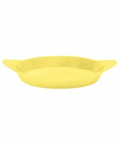 Tablecraft Professional Bakeware Tablecraft CW1725Y 16 Oz. Yellow Cast Aluminum Oval Server With Shell Handles