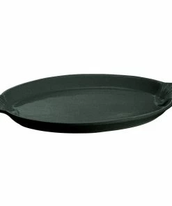 Tablecraft Professional Bakeware Tablecraft CW3020BKGS 17" X 12" Black With Green Speckle Cast Aluminum Oval Shell Platter