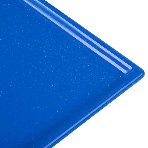 Tablecraft Professional Bakeware Tablecraft CW2111BS 21" X 12 7/8" X 3/8" Blue Speckle Cast Aluminum Rectangular Cooling Platter - Image 6