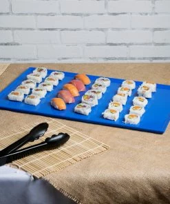 Tablecraft Professional Bakeware Tablecraft CW2111CBL 21" X 12 7/8" X 3/8" Cobalt Blue Cast Aluminum Rectangular Cooling Platter