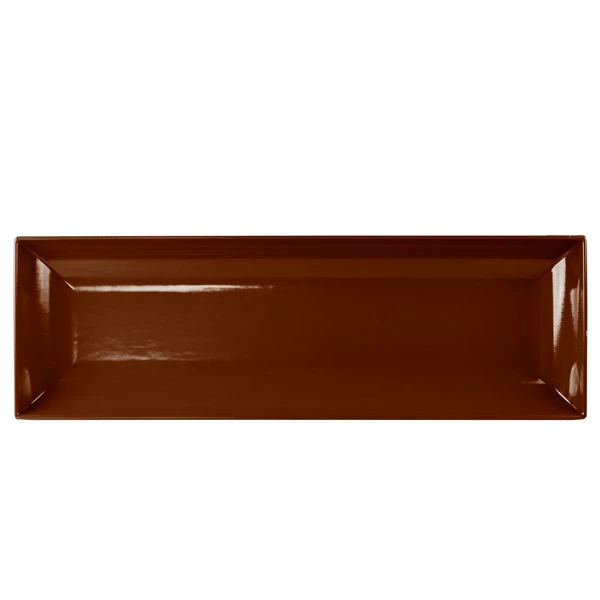 Tablecraft Professional Bakeware Tablecraft CW11047BR 25" X 8" X 2 1/2" Brown Cast Aluminum Flared Rectangular Platter - Image 2