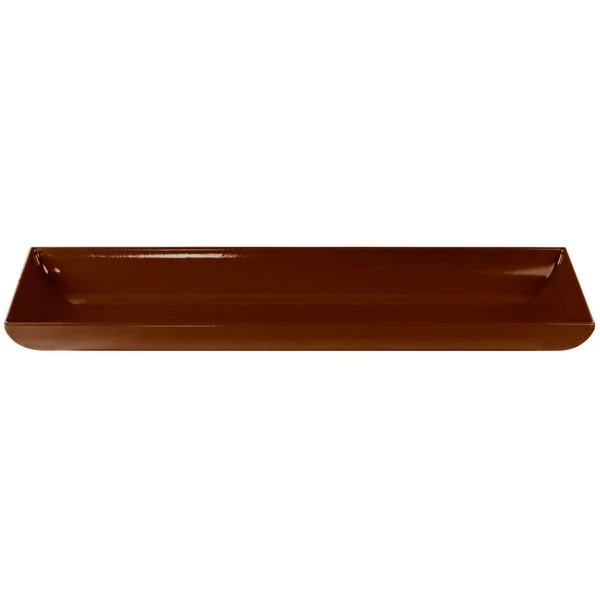Tablecraft Professional Bakeware Tablecraft CW11047BR 25" X 8" X 2 1/2" Brown Cast Aluminum Flared Rectangular Platter - Image 3