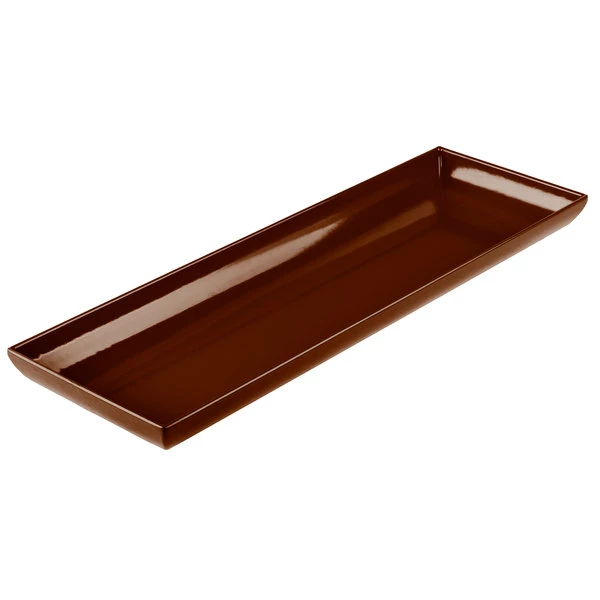 Tablecraft Professional Bakeware Tablecraft CW11047BR 25" X 8" X 2 1/2" Brown Cast Aluminum Flared Rectangular Platter - Image 4