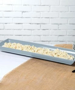 Tablecraft Professional Bakeware Tablecraft CW11047GY 25" X 8" X 2 1/2" Gray Cast Aluminum Flared Rectangular Platter