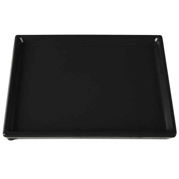 Tablecraft Professional Bakeware Tablecraft CW2116BK 7" X 6 1/2" X 3/8" Black Cast Aluminum Sixth Size Rectangular Cooling Platter - Image 3