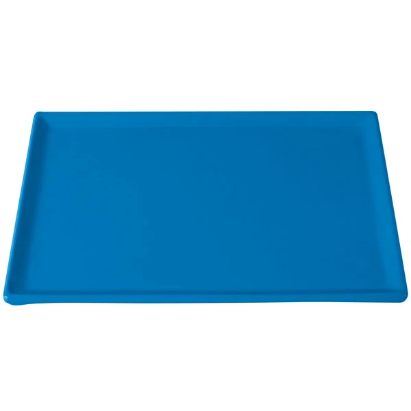 Tablecraft Professional Bakeware Tablecraft CW2104SBL 8 1/2" X 6 3/4" X 3/8" Sky Blue Cast Aluminum Rectangular Cooling Platter - Image 3