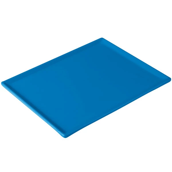 Tablecraft Professional Bakeware Tablecraft CW2104SBL 8 1/2" X 6 3/4" X 3/8" Sky Blue Cast Aluminum Rectangular Cooling Platter - Image 4