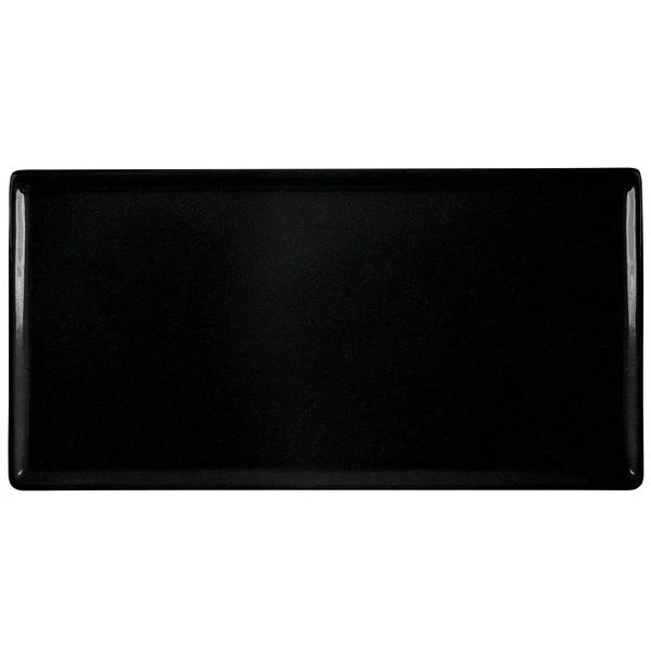 Tablecraft Professional Bakeware Tablecraft CW2106BKGS 13 1/4" X 6 3/4" X 3/8" Black With Green Speckle Cast Aluminum Rectangular Cooling Platter - Image 2