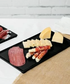 Tablecraft Professional Bakeware Tablecraft CW2106BKGS 13 1/4" X 6 3/4" X 3/8" Black With Green Speckle Cast Aluminum Rectangular Cooling Platter