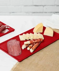 Tablecraft Professional Bakeware Tablecraft CW2106R 13 1/4" X 6 3/4" X 3/8" Red Cast Aluminum Rectangular Cooling Platter