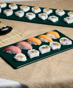 Tablecraft Professional Bakeware Tablecraft CW2106HGNS 13 1/4" X 6 3/4" X 3/8" Hunter Green With White Speckle Cast Aluminum Rectangular Cooling Platter