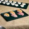 Tablecraft Professional Bakeware Tablecraft CW2115HGNS 10 1/2" X 6 1/2" X 3/8" Hunter Green With White Speckle Cast Aluminum Fourth Size Rectangular Cooling Platter