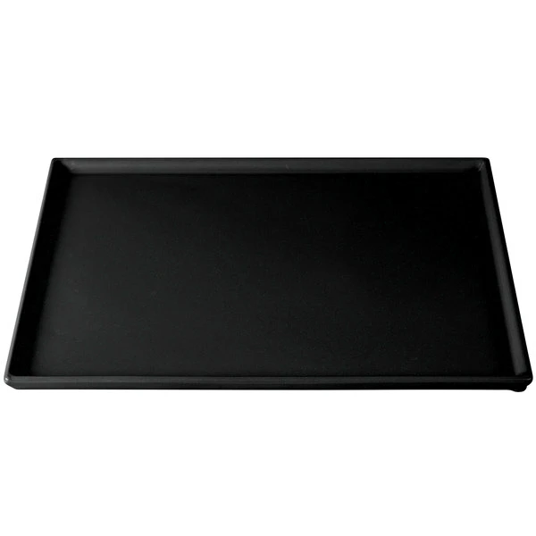 Tablecraft Professional Bakeware Tablecraft CW2112BKGS 12 7/8" X 10 1/2" X 3/8" Black With Green Speckle Cast Aluminum Rectangular Cooling Platter - Image 3